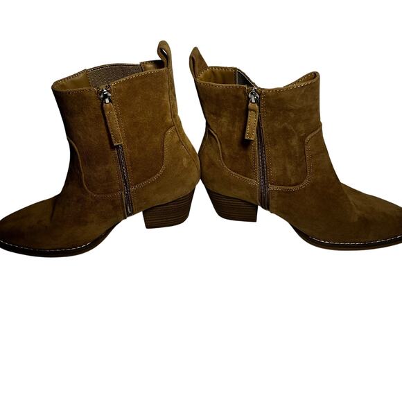 Universal Thread Women's Western Boots Tan Brown Faux Suede Leather Size 8.5 - Picture 1 of 16